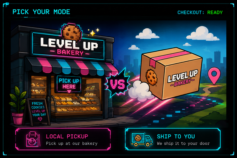 Level Up Bakery pickup or shipping box
