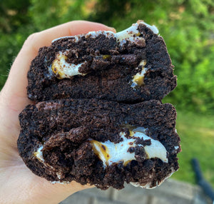 Marshmallow Caramel Fudge Stuffed Cookie